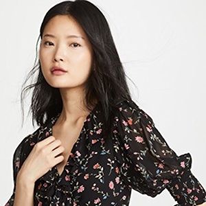 Ganni Elm Floral Print Georgette Wrap Top NWOT